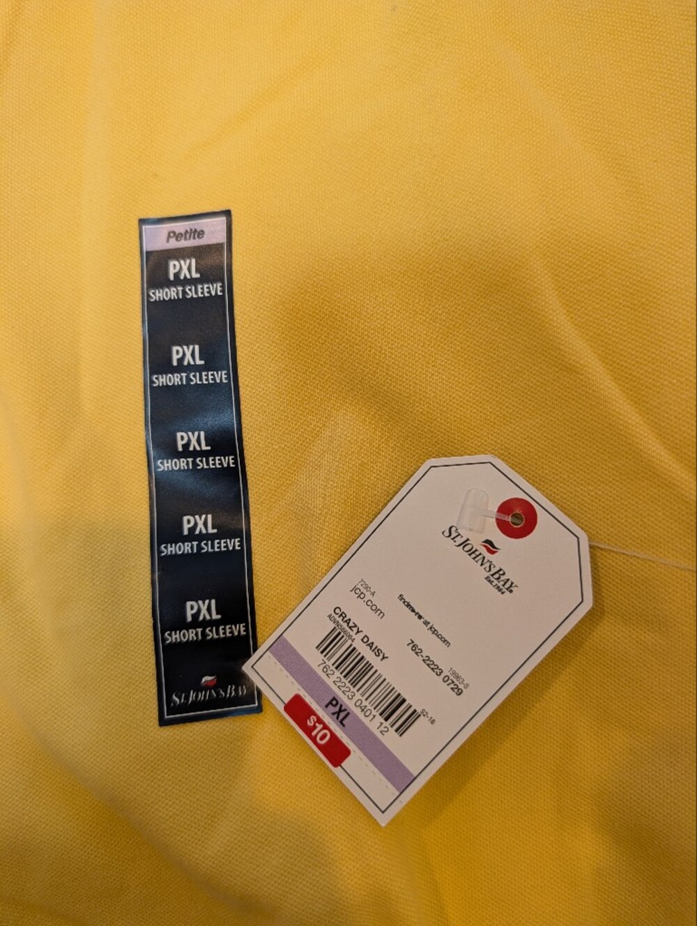 St. John's Bay Women's Short-Sleeve Polo Top - Yellow, Petite XL - Picture 3 of 4